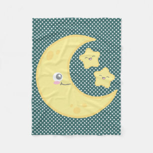 Cobertor De Velo Kawaii Moon e Stars Fleece Blanket
