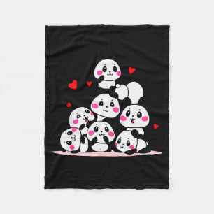 Cobertor De Velo Kawaii Panda Bebê Fofo Pilha Com Corações Vermelho