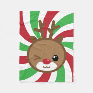 Cobertor De Velo Kawaii Reindeer Small Fleece Blanket