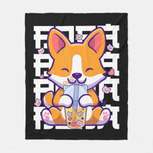 Cobertor De Velo Kawaii Shiba Inu Dog Bubble Tea Boba Anime Gifts G