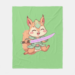 Cobertor De Velo Kawaii Squirrel Samurai.