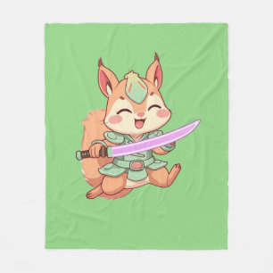 Cobertor De Velo Kawaii Squirrel Samurai.