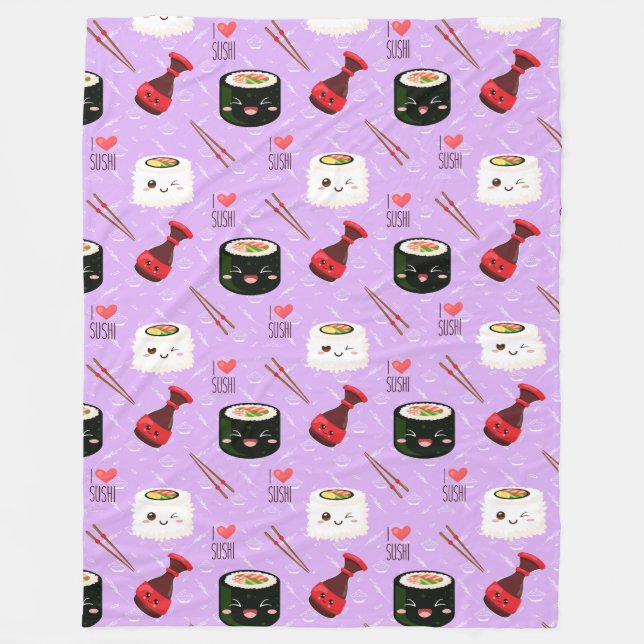 Cobertor De Velo Kawaii Sushi Pattern (Frente)