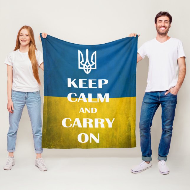 Cobertor De Velo Keep calm and carry on Ukrainian emblem trident  (In Situ)