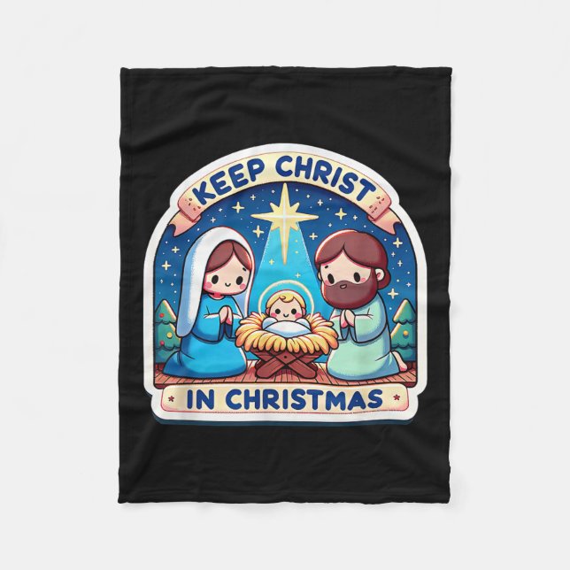 Cobertor De Velo Keep Christ In Christmas Nativity Scene Manger Jes (Frente)