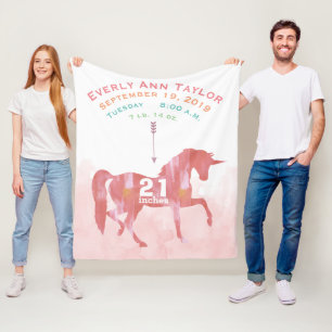 Cobertor De Velo Keepsawn Baby Girl Blush Coral Birn Stat Unicorn