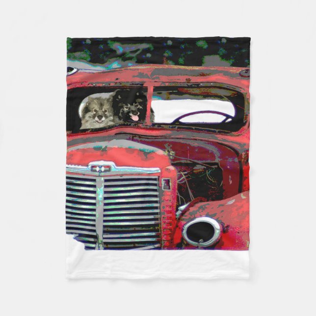 Cobertor De Velo Keeshond Christmas Old Truck Painting Art (Frente)