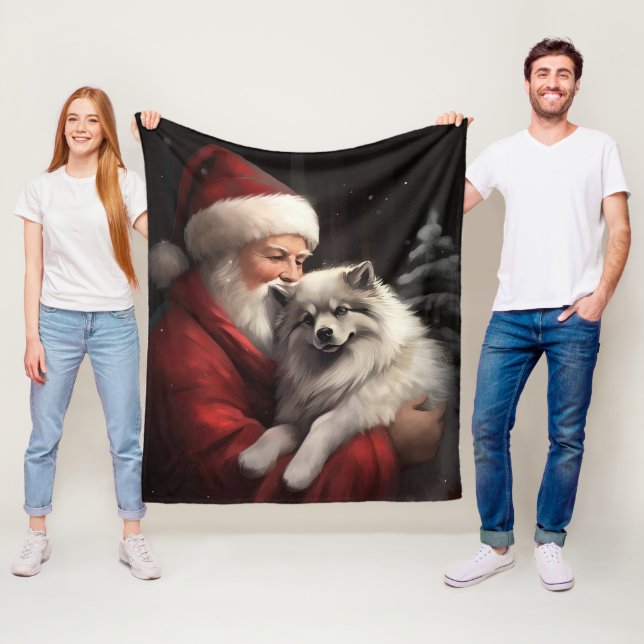 Cobertor De Velo Keeshond com Papai Noel Natal Festivo (In Situ)