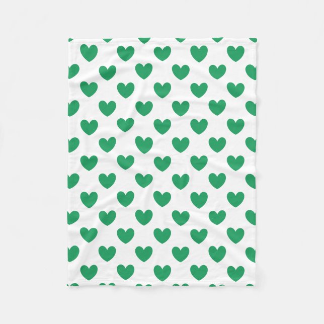 Cobertor De Velo Kelly Green Polka Hearts em branco (Frente)