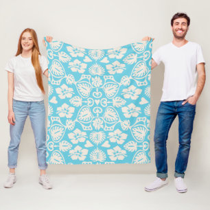 Cobertor De Velo Keoni Havaiano - Leaf Damask Aqua