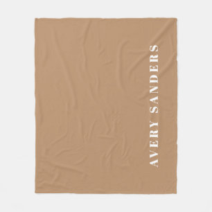 Cobertor De Velo Khaki Simples Nome Personalizado Moderno Neutro 