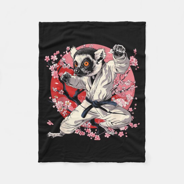 Cobertor De Velo Kickboxing Lêmure Artes Marciais Caratê Jiu-Jitsu  (Frente)
