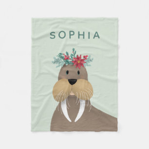 Cobertor De Velo Kids Cute Walrus Winter Christmas