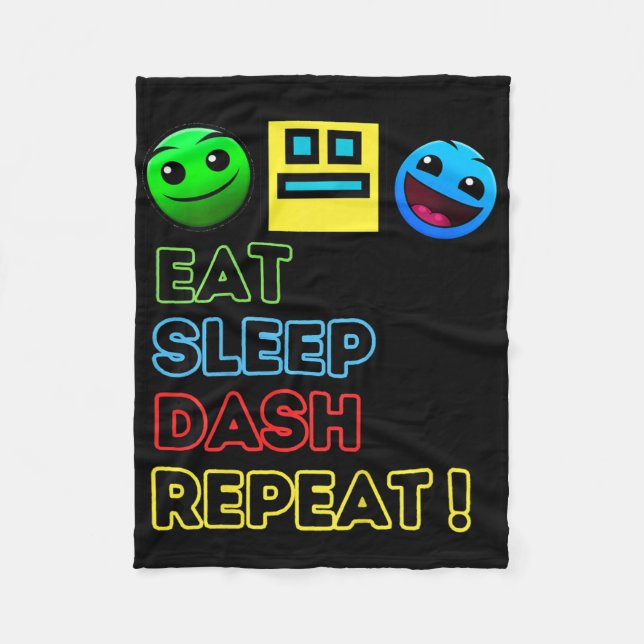Cobertor De Velo Kids Eat Sleep Dash Repeat Video Game Geometry Vid (Frente)