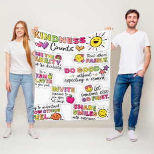 Cobertor De Velo Kind Vibes Kindness Conta Fleece Blanket