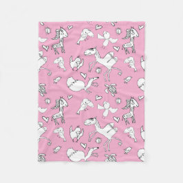 Cobertor De Velo Kinderzeichnungen auf rosa Hintergrund