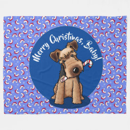 Cobertor De Velo KiniArt Airedale Puppy Fleece de Natal