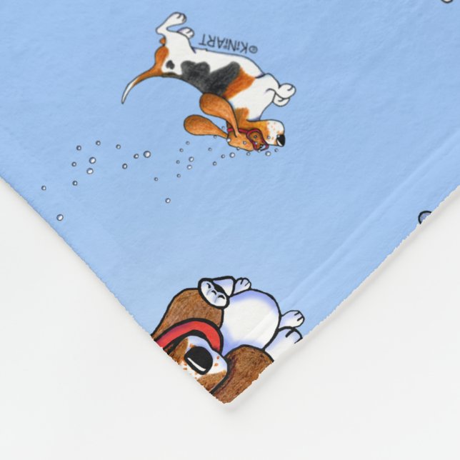 Cobertor De Velo KiniArt Snorkeling Basset Hounds Sherpa Blanket (Quina)