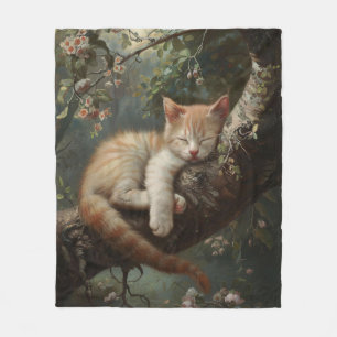 Cobertor De Velo Kitten dormindo em uma árvore