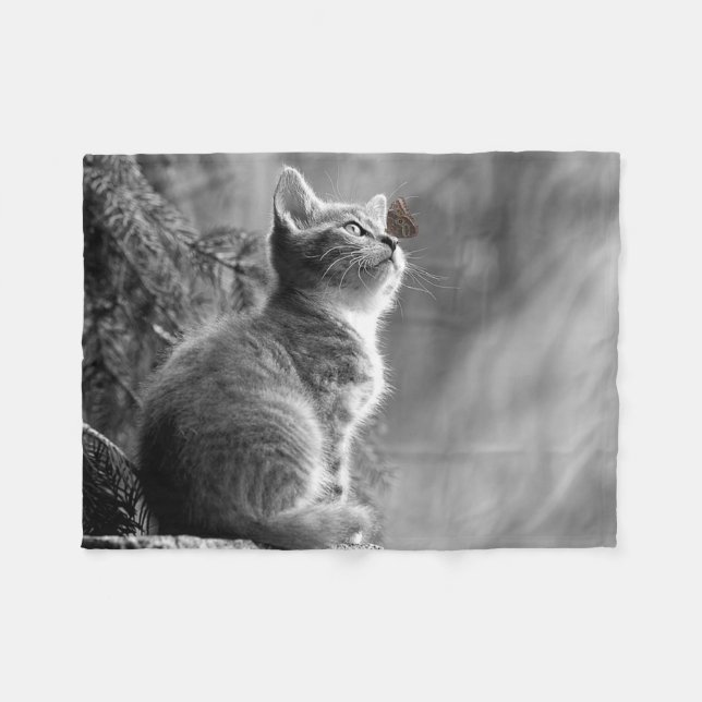 Cobertor De Velo Kitten e borboleta (Frente (Horizontal))
