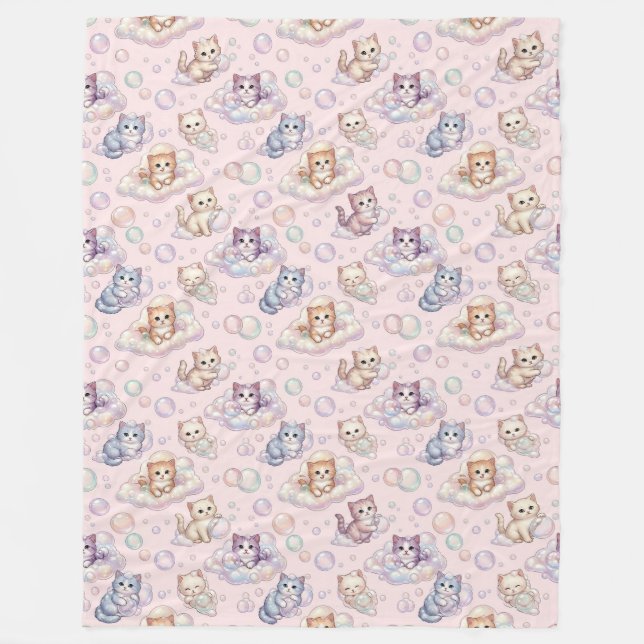 Cobertor De Velo Kitten Pastel & Bolha de Sabão Seamlesst (Frente)
