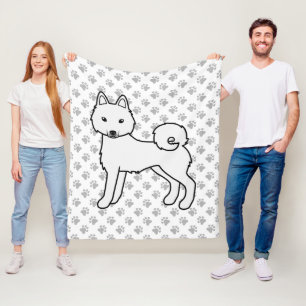 Cobertor De Velo Klee Kai Cute Dog & Paws White Alaskan