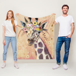 Cobertor De Velo Klimt Giraffe Adornada Em Flores