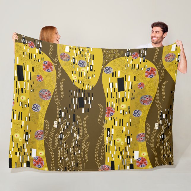 Cobertor De Velo Klimt Inspirou Dourada Arte Nouveau O Beijo (In Situ)