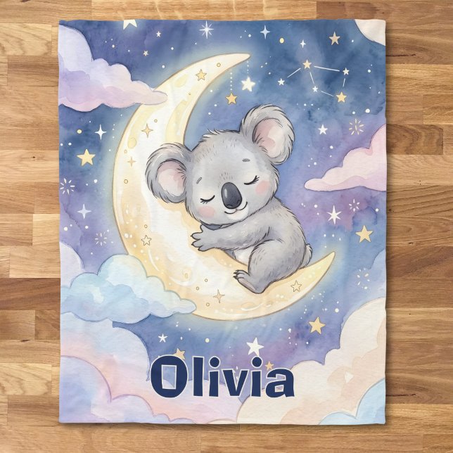 Cobertor De Velo Koala Adormecido Caprichoso Lua e Estrelas Celesti (Criador carregado)