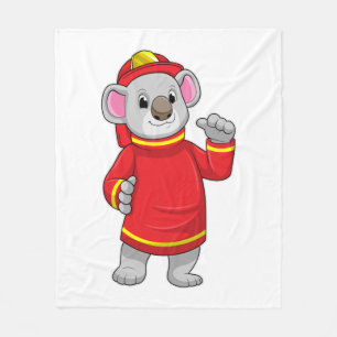 Cobertor De Velo Koala como Bombeiro com Helmet
