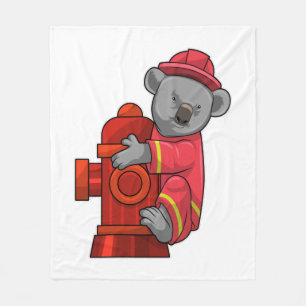 Cobertor De Velo Koala como Bombeiro com Hidrante de Fogo