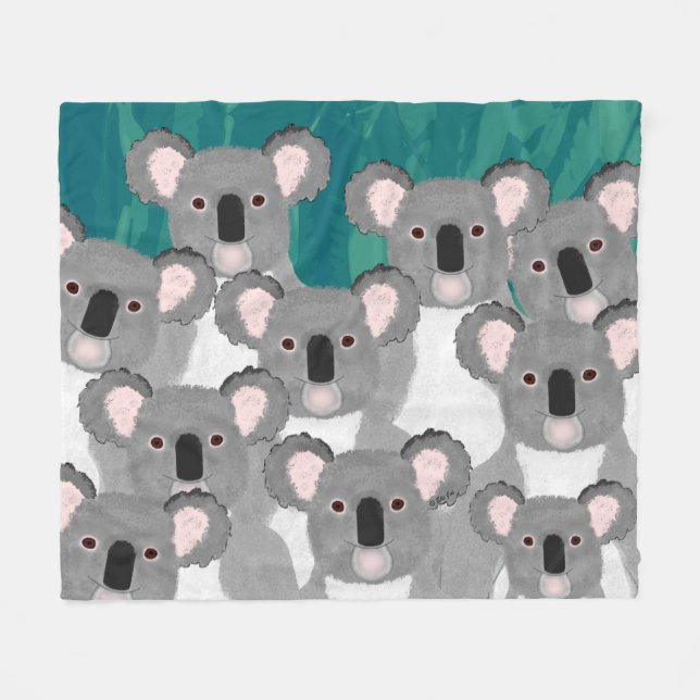 Cobertor De Velo Koalas Fleece Blanket (Frente (Horizontal))
