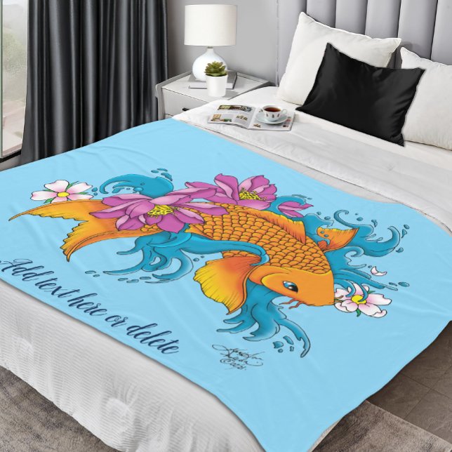 Cobertor De Velo Koi Fish Lotus Cherry Blossoms (Criador carregado)