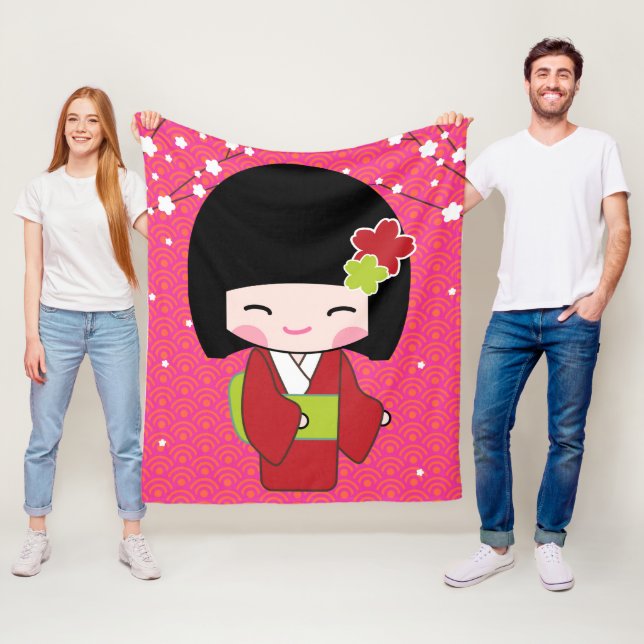 Cobertor De Velo Kokeshi Doll fleece Lance Blanket (In Situ)