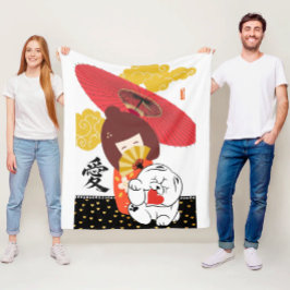 Cobertor De Velo KOKESHI LOVE  Chow dog heart 