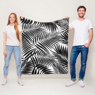 Cobertor De Velo Kona Palms Hawaiian Leaf Tropical - Preto