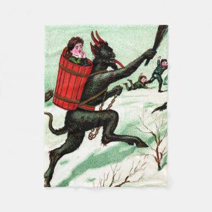 Cobertor De Velo Krampus perseguindo crianças ruins neve de invern