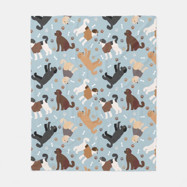 Cobertor De Velo Labradoodle / Ossos e patas de Goldendoodle (Frente)