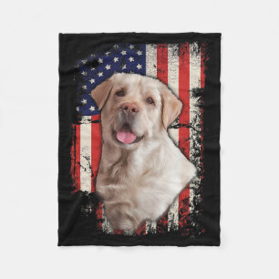Cobertor De Velo Labrador Amarelo Labs Patriótico Americano Bandeir