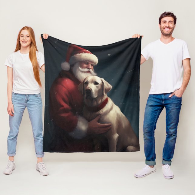 Cobertor De Velo Labrador Com Papai Noel Natal Festivo  (In Situ)
