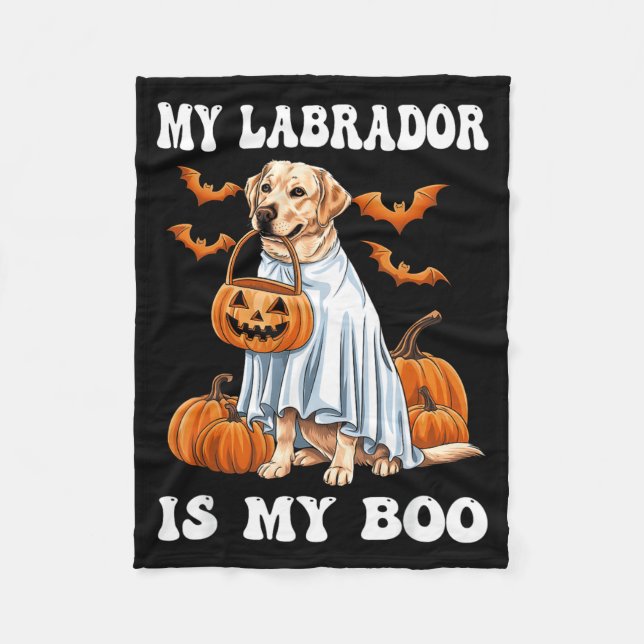 Cobertor De Velo Labrador É Boo Labrador Cachorro Fantasma Hallowee (Frente)
