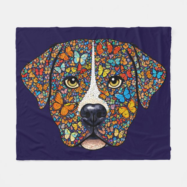 Cobertor De Velo Labrador Retriever Butterfly Kaleidoscope Portrait (Frente (Horizontal))