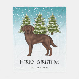 Cobertor De Velo Labrador Retriever Chocolate Azul Natal Nevado
