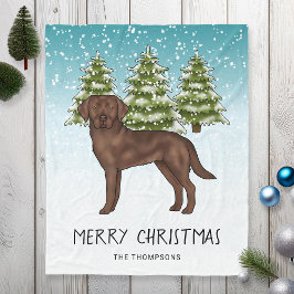 Cobertor De Velo Labrador Retriever Chocolate Azul Natal Nevado