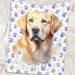 Cobertor De Velo Labrador Retriever Colorful Paw Imprime Cachorro
