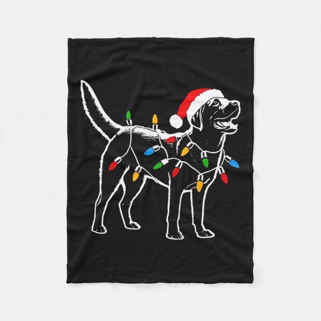 Cobertor De Velo Labrador Retriever Santa Hat Noel Luzes De Natal X (Frente)