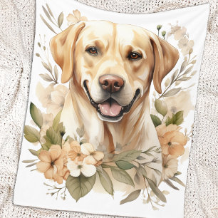 Cobertor De Velo Labrador Retriever Vintage Cão Floral