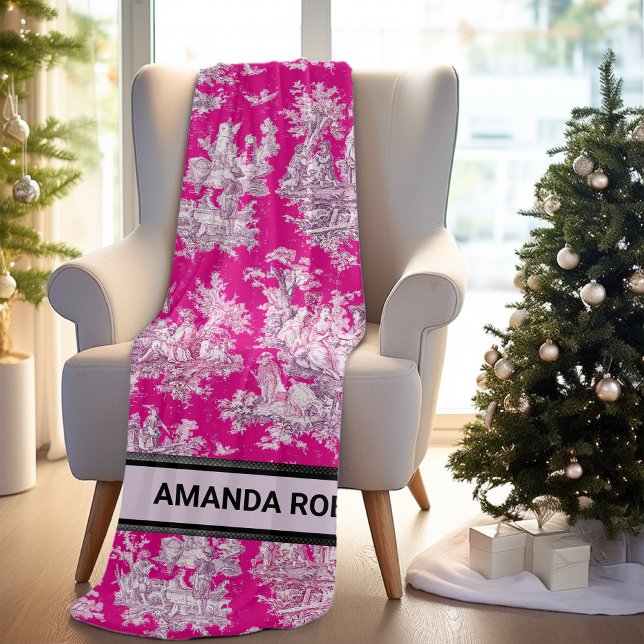 Cobertor De Velo Laca magenta, rosa-rosa, elegante, toile de jouy (Criador carregado)