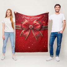 Laço Vermelho com Pérolas e Joias Fleece
