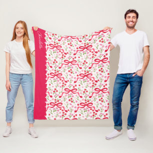 Cobertor De Velo Laços Rosa Vermelho Coquette Desenhados à Mão Prep